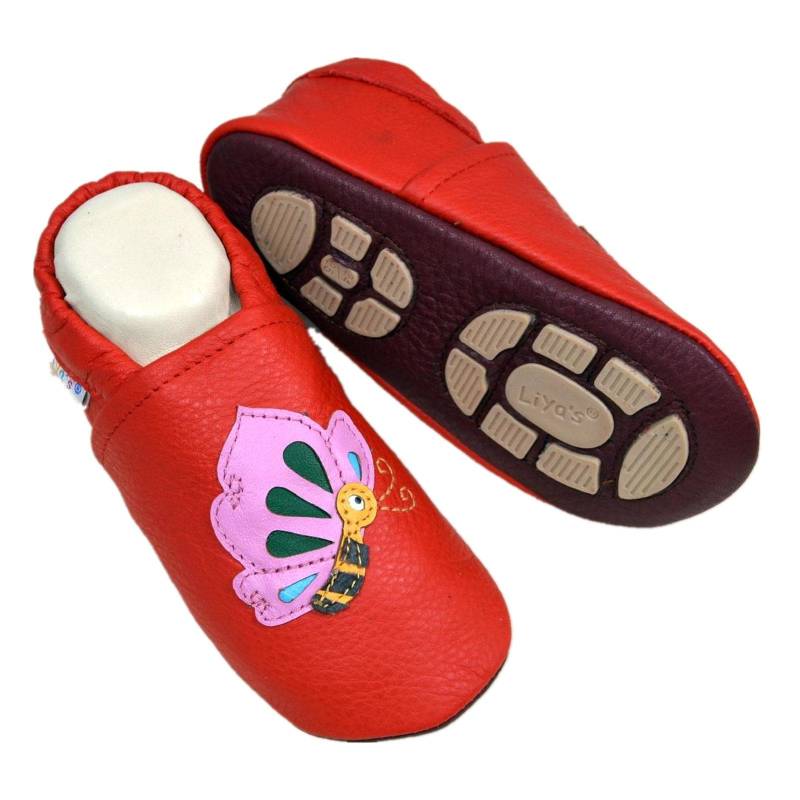 Liya's Hauschuhe Mit Gummisohle - #661 Schmetterling in Rot von LiyasShop