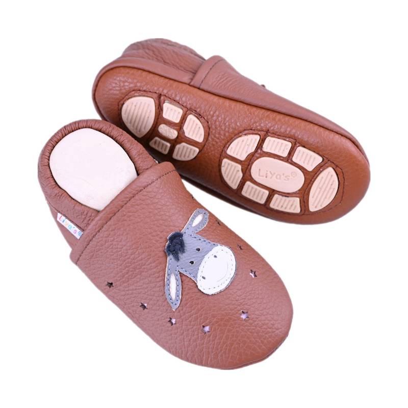 Liya's Hauschuhe Mit Gummisohle - #699 Esel in Kupferbraun von LiyasShop