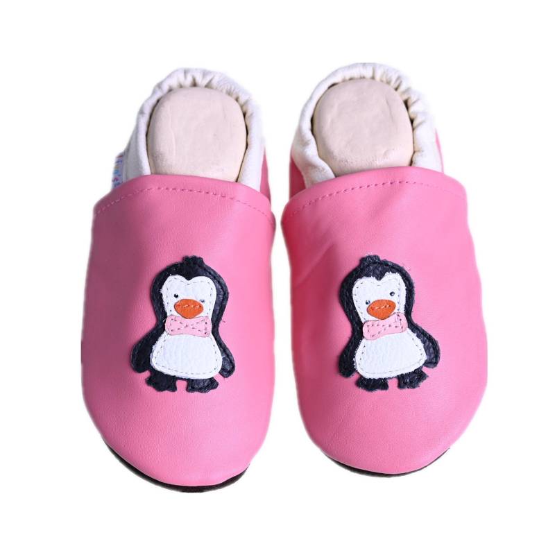 Liya's Lederpuschen Krabbelschuhe Hausschuhe - #521 Pinguin in Rosa von LiyasShop