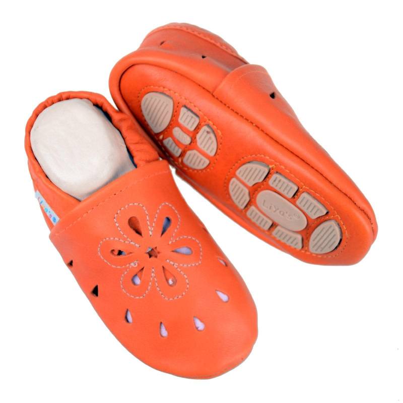 Liya's Sommerpuschen Mit Gummisohle - #637 Großblume in Orange von LiyasShop