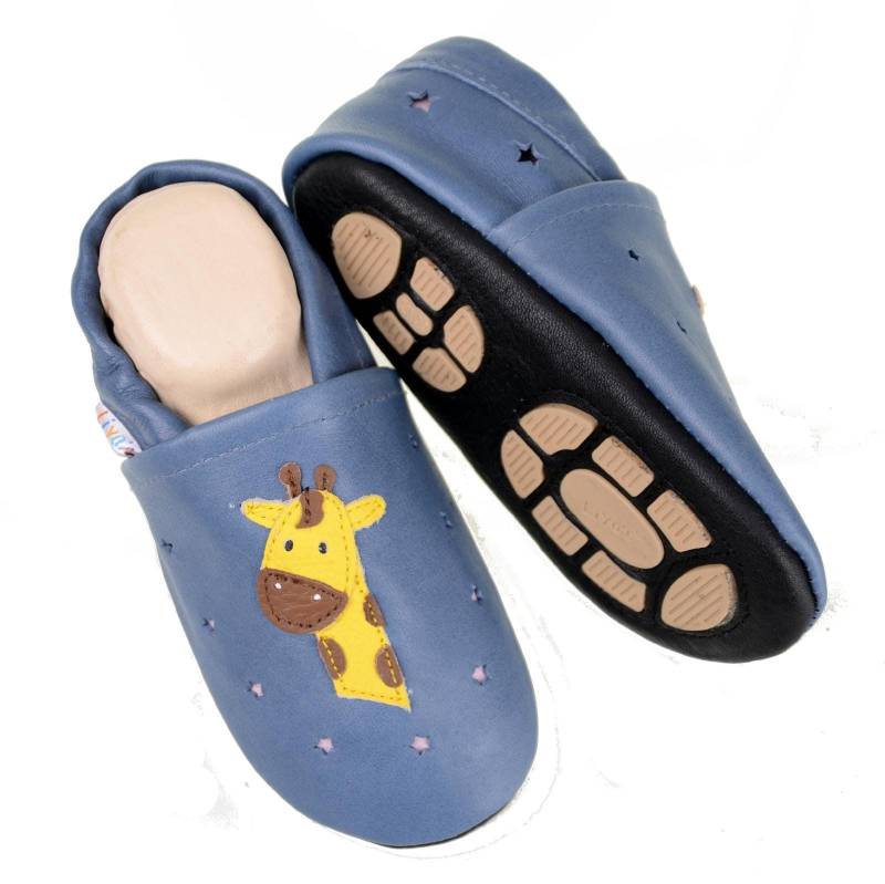 Liya's Sommerpuschen Mit Gummisohle - #698 Giraffe in Lichtblau von LiyasShop