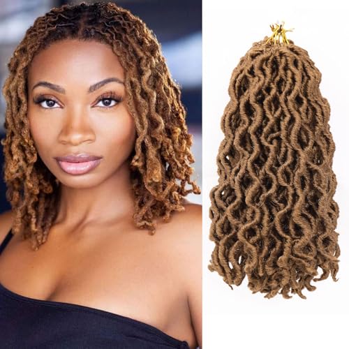 25,4 cm lange geflochtene synthetische Flecht-Haarverlängerungen, blonde und böhmische Göttinnen-Dreadlocks für schwarze Frauen und Kinder, 6 Stück (27) von Liyate