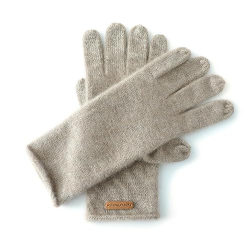 Liyinco Damen Kaschmir-Strickhandschuhe Warmer Winter Kaschmir Gestrickte Fünf-Finger-Handschuhe Gecrimpte Handgelenkhandschuhe Einfache Patch-Strick-Kaschmirhandschuhe Rosa One Size von Liyinco