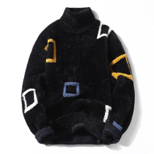 Liyinco Herren Rollkragenpullover - Warmer Herrenpullover Weicher Plüsch Langarmpullover Pullover Strickpullover Pelziges Fleece Lässig Buntes Chevron-Muster Pullover, Schwarz, 3XL Liyinco Herren Rollkragenpullover - Warmer Herrenpullover Weicher Plüsch Langarmpullover Pullover Strickpullover Pelziges Fleece Lässig Buntes Chevron-Muster Pullover, Schwarz, 3XL von Liyinco
