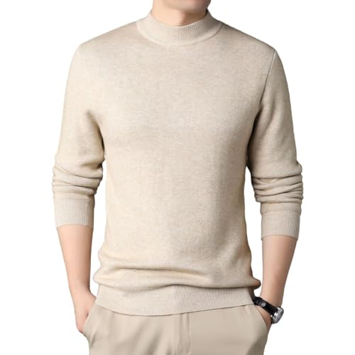 Liyinco Herren Rundhalspullover Einfarbig Halb Rollkragenpullover Herren Pullover Strickpullover für Mann Jugend Slim Strick Herren Pullover, Beige, L Liyinco Herren Rundhalspullover Einfarbig Halb Rollkragenpullover Herren Pullover Strickpullover für Mann Jugend Slim Strick Herren Pullover, Beige, L von Liyinco