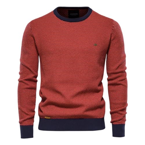 Liyinco Herren Rundhalspullover Pullover Color Blocking O Hals Pullover Pullover Verdicken Herren Langarm Warmer Pullover Mode schmale Pullover Strickpullover Tops, orange, M von Liyinco
