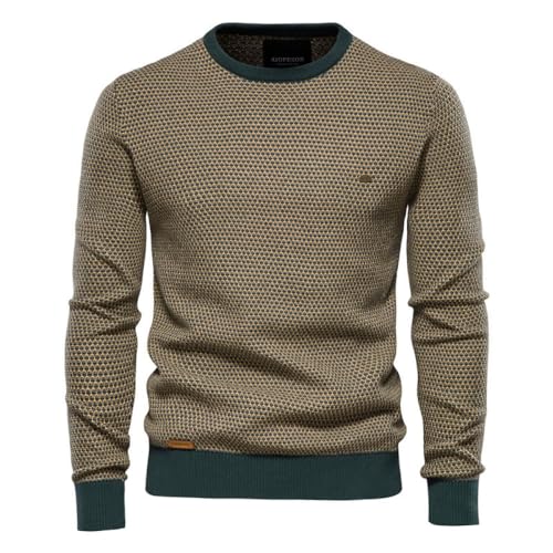 Liyinco Herren Rundhalspullover Pullover Color Blocking O Halspullover Pullover Verdicken Herren Langarm Warmer Pullover Mode schmale Pullover Strickpullover Oberteile, grün, M von Liyinco