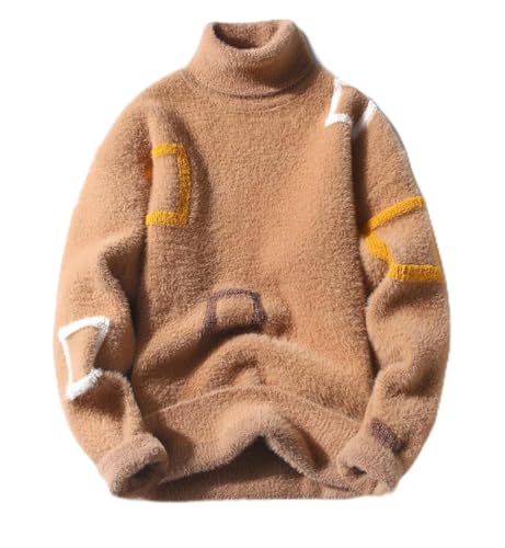 Liyinco Rollkragenpullover für Herren - Warmer Pullover für Herren Weicher Plüsch Langarmpullover Pullover Strickpullover Pelziges Fleece Lässig Buntes Chevron-Muster Pullover, Khaki, XL Liyinco Rollkragenpullover für Herren - Warmer Pullover für Herren Weicher Plüsch Langarmpullover Pullover Strickpullover Pelziges Fleece Lässig Buntes Chevron-Muster Pullover, Khaki, XL von Liyinco