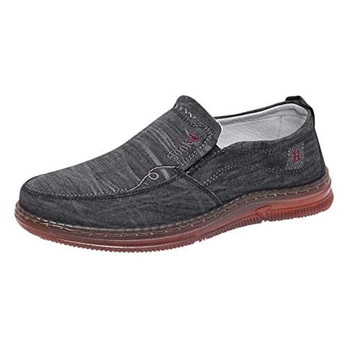 Liyuera Espandrillos Herren Schuhe Herren Mode Frühling Sommer Herren Freizeitschuhe Flacher Boden Dicke Sohle rutschfeste Feste Leinwand Oberslip auf bequem Anzugschuhe Herren Schwarz (Black, 42) von Liyuera