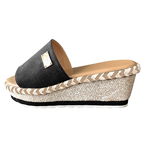 Liyuera Sandalen Damen Sommer, Orthopädische Schuhe Damen, Espadrilles für Damen, Pantoletten mit Absatz Atmungsaktive Plateau Sandalen mit Kork-Fußbett Schlappen Frauen Slipper Strandsandalen von Liyuera