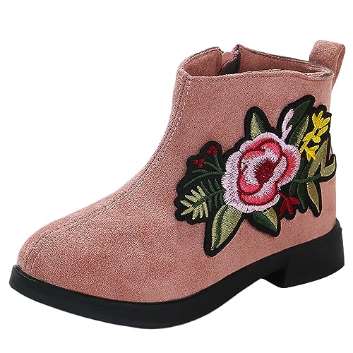 Liyuera Winterschuhe Mädchen Gummistiefel Kinder Mädchenschuhe, modisch, einfarbig, kurze Stiefel, rutschfest, atmungsaktiv, Damenstiefel Herbstschuhe Mädchen (Pink, 28) von Liyuera