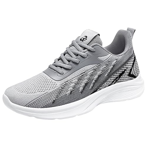 Schuhe Herren Turnschuhe Herren Herren-Sportschuhe, modisches Muster, einfaches Mesh, atmungsaktiv, bequem, mit Schnürung, lässig Schuhe Herren Sneaker Trainers Turnschuhe (Grey, 39) von Liyuera