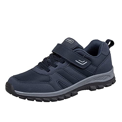 Sneaker HerrenTurnschuhe Herren Herren Einfache und modische fliegende gewebte runde einfarbige leichte atmungsaktive weiche Unterseite lässige Sportschuhe Trainers Turnschuhe Sneaker (Dark Blue, 43) von Liyuera