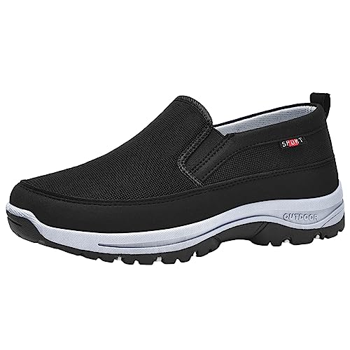 Sneakers Herren Herren-Laufschuhe Herren-Turnschuhe, modisches Mesh, atmungsaktiv, bequem, Flacher Boden, Dicker Boden, große Größe, lässige Sportschuhe Trainers Turnschuhe Sneaker Herren (Black, 42) von Liyuera