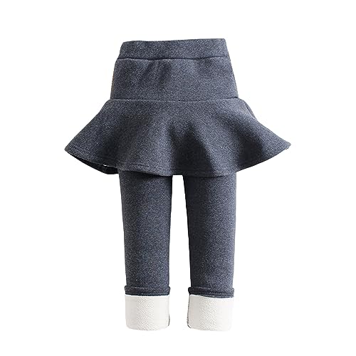 Thermo Leggings Kinder, Kleinkinder Trendige Mädchen-Leggings-Rock mit Rüschen, Fleece-Rock, Hose für Kinder Hosen Jungen (T1-GY1, 8-9 Years) von Liyuera