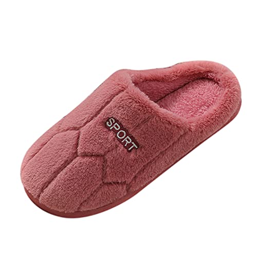 Warme Hausschuhe Damen Winter Mit Sohle Ballerinas PlüSch Pantoletten Kuschelig Lustig GefüTtert Rosa rutschfest Beige PlüSchtier Schwarz Weiß Glitzer Elegant (T1-Red, 38-39) von Liyuera