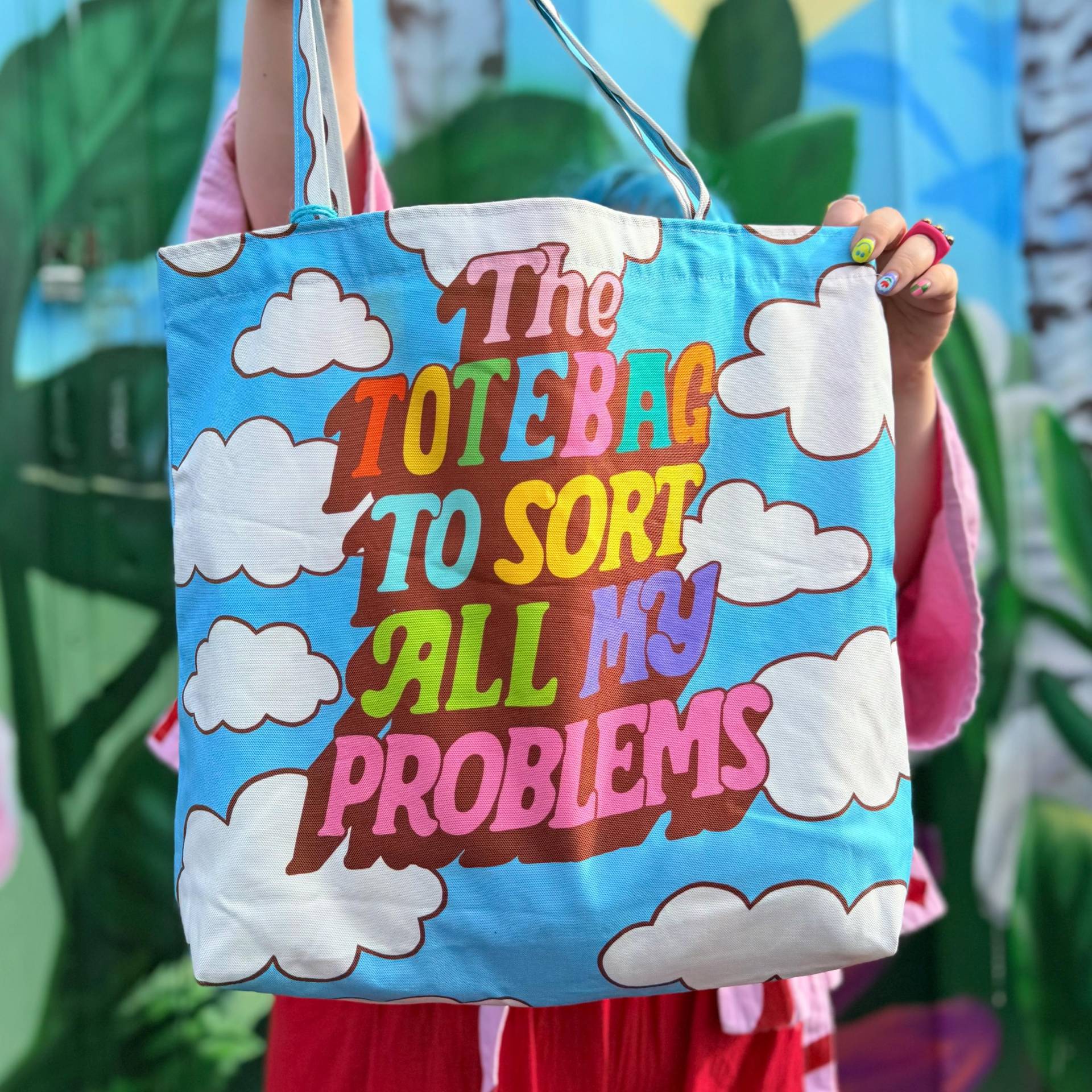 Die Einkaufstasche, Um Alle Meine Probleme Zu Sortieren Canvas Tote Strandtasche Mit Wasserdichtem Futter - Reversible Regenbogen Streifen Die Einkaufstasche, Um Alle Meine Probleme Zu Sortieren Canvas Tote Strandtasche Mit Wasserdichtem Futter - Reversible Regenbogen Streifen von LizHarry