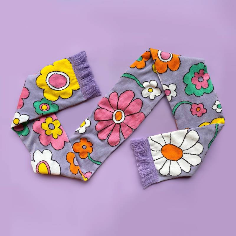 Flower Power Gestrickter Veganer Schal - Unisex Acrylwolle Für Erwachsene von LizHarry
