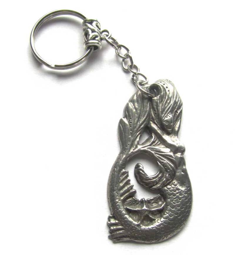Meerjungfrau Schlüsselanhänger Silber Seestern Handgefertigte Kunst Schmuck Meerjungfrau Schlüsselanhänger Silber Seestern Handgefertigte Kunst Schmuck von LizaPaizisCreations