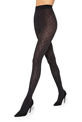 Lizar Fashion Style 134 elegante Strumpfhose 50den blickdicht gemustert Netzmuster - Black - Größe M von Lizar