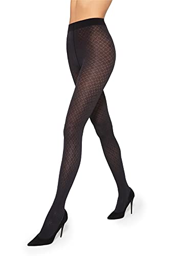 Lizar Fashion Style 135 elegante Strumpfhose 50den blickdicht gemustert Netzmuster - Black - Größe S von Lizar