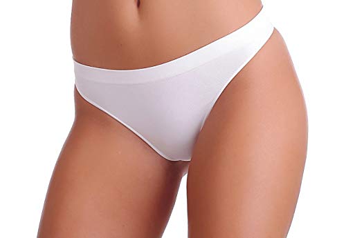 Lizar Mini String Nini |3er Vorteilspack| Damen Seamless Microfaser Unterwäsche String Tangas|Größe L (42-44)|White von Lizar