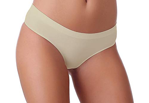 Lizar String Sisi |3er Vorteilspack| Damen Seamless Microfaser Unterwäsche String Tangas|Größe XL (46-48)|Natural von Lizar