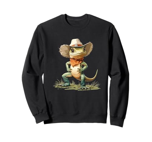 Desert Explorer Eidechse im Cowboyhut für Erwachsene und Kinder Sweatshirt von Lizard Cowboy