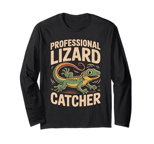 Vintage Profi Eidechsenfänger Lustiger Gecko Kinder Langarmshirt von Lizard Hunter Apparel Co