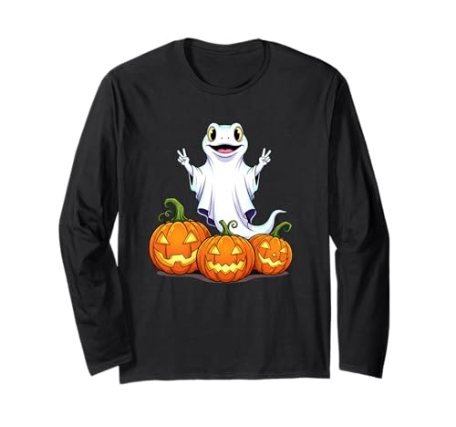 Lustige Eidechse Geist Kürbis Boo Halloween Kinder Herren Damen Langarmshirt Lustige Eidechse Geist Kürbis Boo Halloween Kinder Herren Damen Langarmshirt von Lizard Lovers Halloween Ghost Pumpkin Outfits