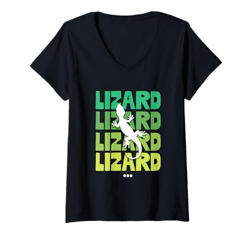 Damen Eidechse T-Shirt mit V-Ausschnitt Damen Eidechse T-Shirt mit V-Ausschnitt von Lizard Lovers