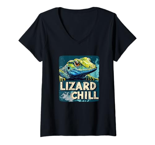 Damen Lustiges Reptilienkostüm für Chill-Statement-Liebhaber T-Shirt mit V-Ausschnitt Damen Lustiges Reptilienkostüm für Chill-Statement-Liebhaber T-Shirt mit V-Ausschnitt von Lizard Outfit