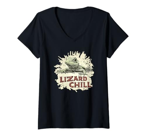 Damen Reptile Chill Kostüm für Eidechsenliebhaber T-Shirt mit V-Ausschnitt Damen Reptile Chill Kostüm für Eidechsenliebhaber T-Shirt mit V-Ausschnitt von Lizard Outfit