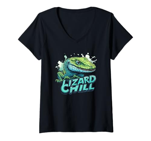 Damen Schönes Eidechsen-Kostüm für Reptilienliebhaber T-Shirt mit V-Ausschnitt Damen Schönes Eidechsen-Kostüm für Reptilienliebhaber T-Shirt mit V-Ausschnitt von Lizard Outfit