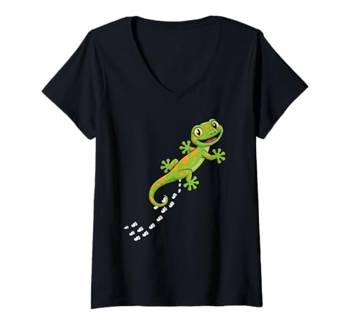 Damen Coole Eidechsen-Kunst Männer Frauen Herpetologie Reptilienliebhaber T-Shirt mit V-Ausschnitt Damen Coole Eidechsen-Kunst Männer Frauen Herpetologie Reptilienliebhaber T-Shirt mit V-Ausschnitt von Lizard Reptile Heart