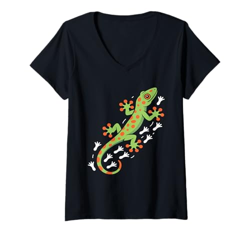 Damen Coole Eidechsen-Kunst Männer Frauen Herpetologie Reptilienliebhaber T-Shirt mit V-Ausschnitt Damen Coole Eidechsen-Kunst Männer Frauen Herpetologie Reptilienliebhaber T-Shirt mit V-Ausschnitt von Lizard Reptile Heart