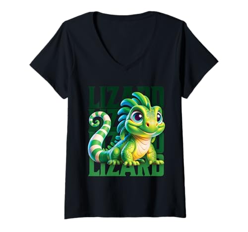 Damen Lizard Lover, süßes lustiges Meme T-Shirt mit V-Ausschnitt Damen Lizard Lover, süßes lustiges Meme T-Shirt mit V-Ausschnitt von Lizard Weirdcare Meme Tees & Shirts