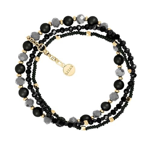 Lizas Armband Perlenarmband dreireihig in vielen Farben (schwarz) von Lizas