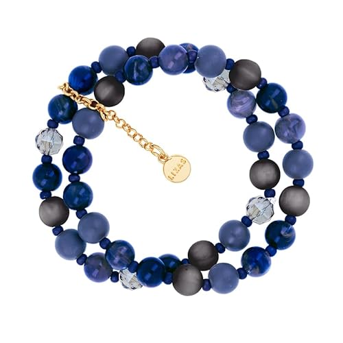 Lizas Armband Perlenarmband zweireihig in vielen Farben (blau) von Lizas