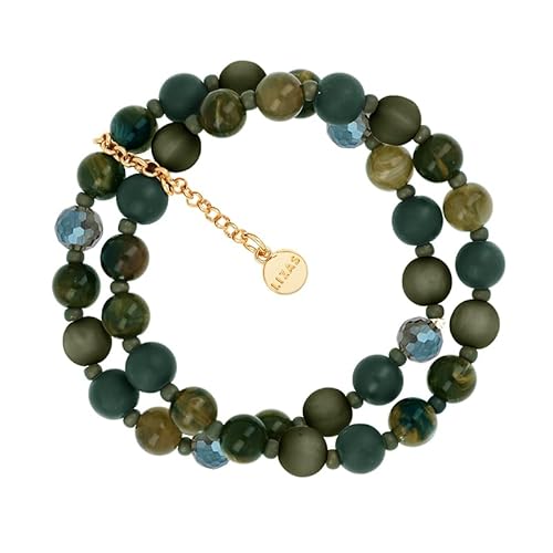 Lizas Armband Perlenarmband zweireihig in vielen Farben (grün) von Lizas