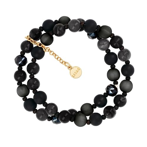 Lizas Armband Perlenarmband zweireihig in vielen Farben (schwarz) von Lizas