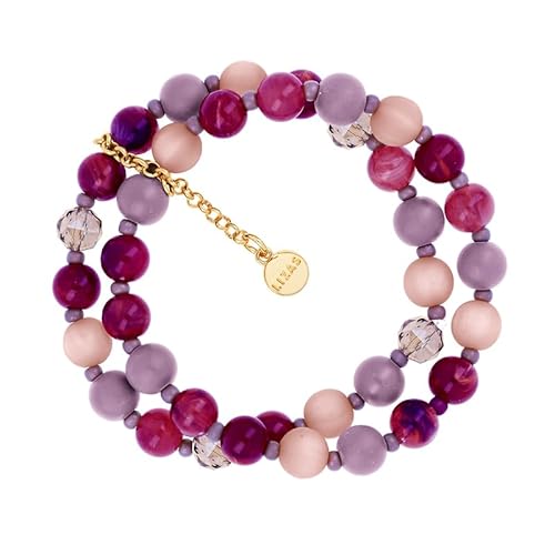 Lizas Armband Perlenarmband zweireihig in vielen Farben (violett/rosa) von Lizas