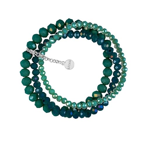 Lizas Armband Zugband dreireihig mit verschiedenen Perlen und in vielen Farben (dark turquoise) von Lizas