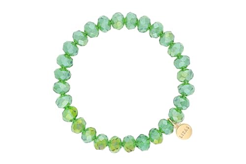 Lizas Armband grün Schmuckarmband Perlenarmband verschiedene Modelle (hellgrün glasig facettiert groß) von Lizas
