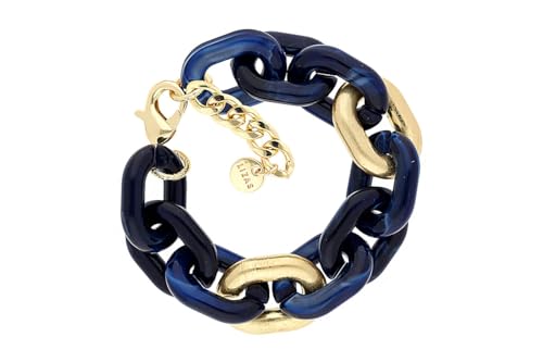 Lizas Gliederarmband bunte Farben - Panzerarmband viele Farben und Formen (blau/matt gold) von Lizas