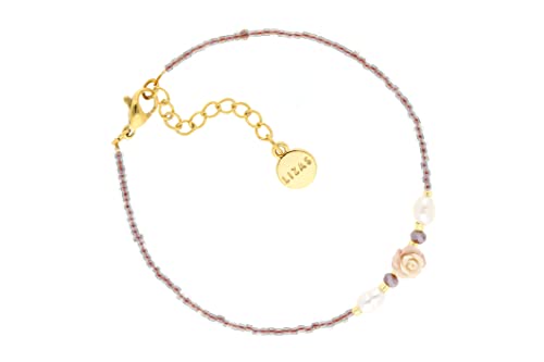 Lizas Schmuckarmband beige Armband Perlenarmband verschiedene Modelle (nude mit Rose u. Perlen) von Lizas