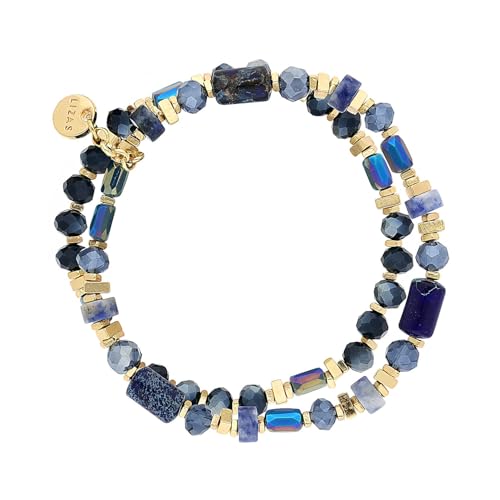 Lizas Schmuckarmband blau Armband Perlenarmband verschiedene Modelle (dunkelblau zweireihig) von Lizas