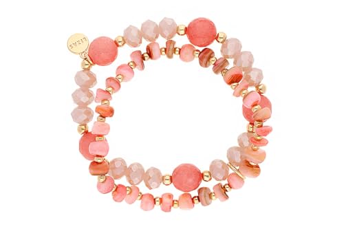 Lizas Schmuckarmband rosa Armband Perlenarmband verschiedene Modelle (rosa zweireihig) von Lizas
