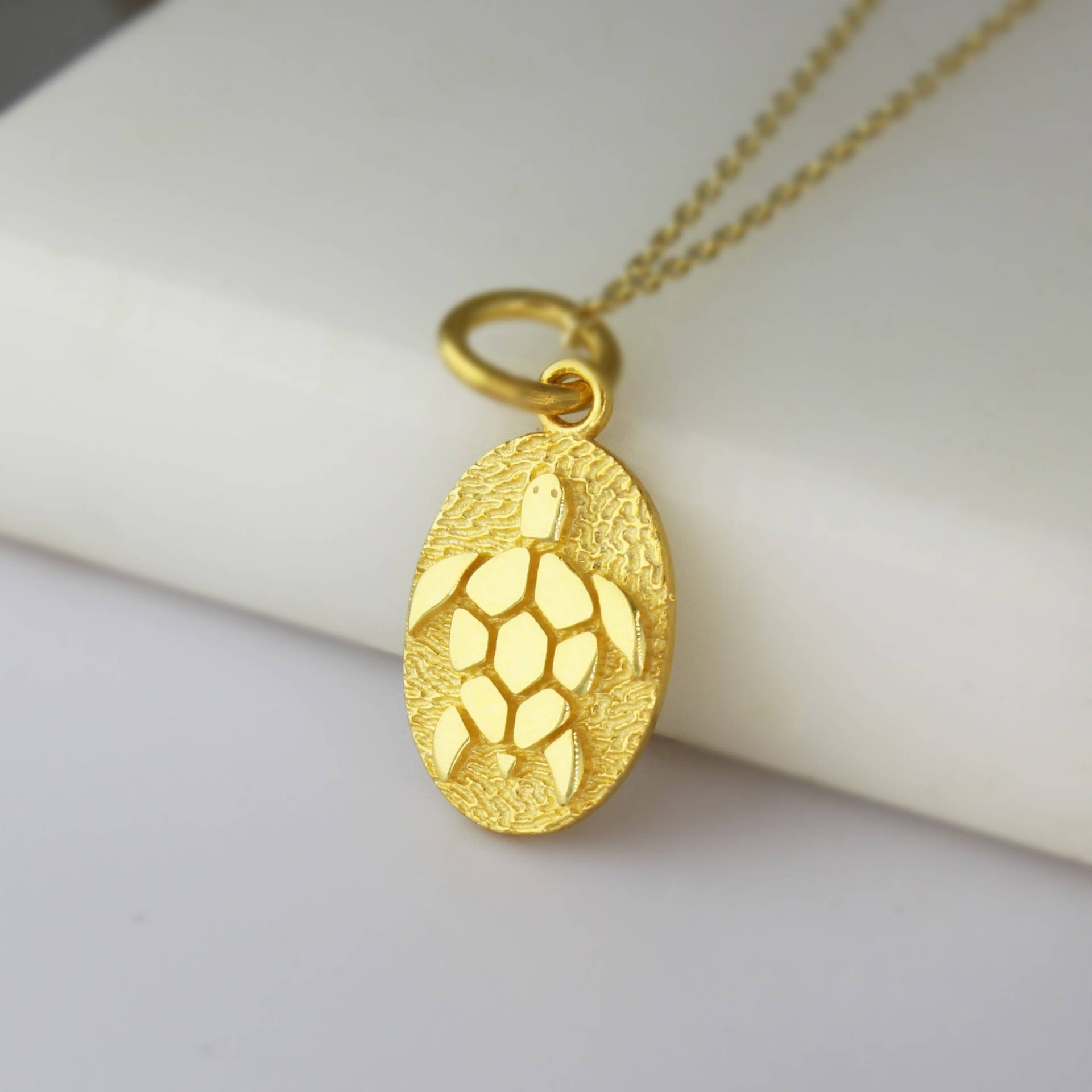 Gold Schildkröte Halskette 14K Solid Münze Goldmedaillon Chelonian Tier Schmuck Weihnachtsgeschenk Für Sie von LizdorJewelry