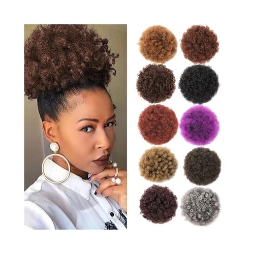 Damen Afro Puff Haarknoten-Verlängerung Haarteile Kurze verworrene lockige Kordelzug-Pferdeschwanz-Verlängerung mit 2 Clips Täglich(1B-350) von Lizhuzhuzs28